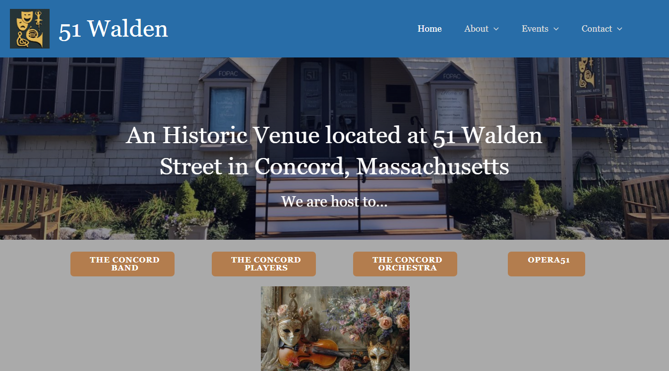 Website screenshot for 51 Walden Performing Arts Center