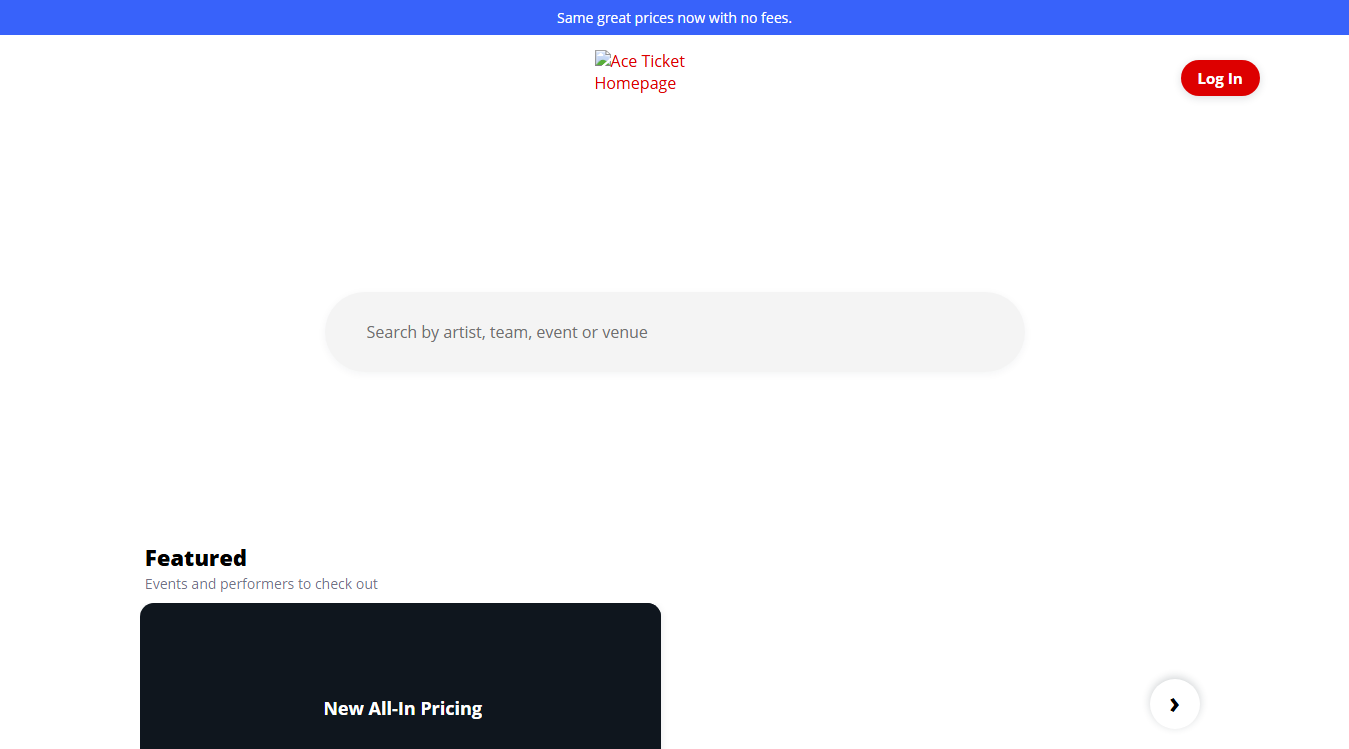 Website screenshot for Ace Ticket