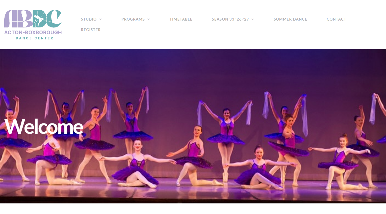 Website screenshot for Acton-Boxborough Dance Center LLC