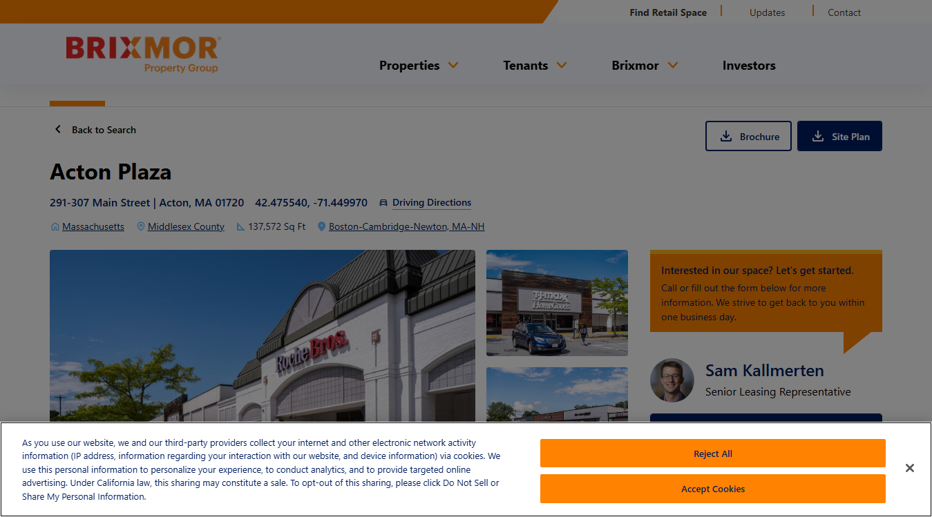 Website screenshot for Acton Plaza