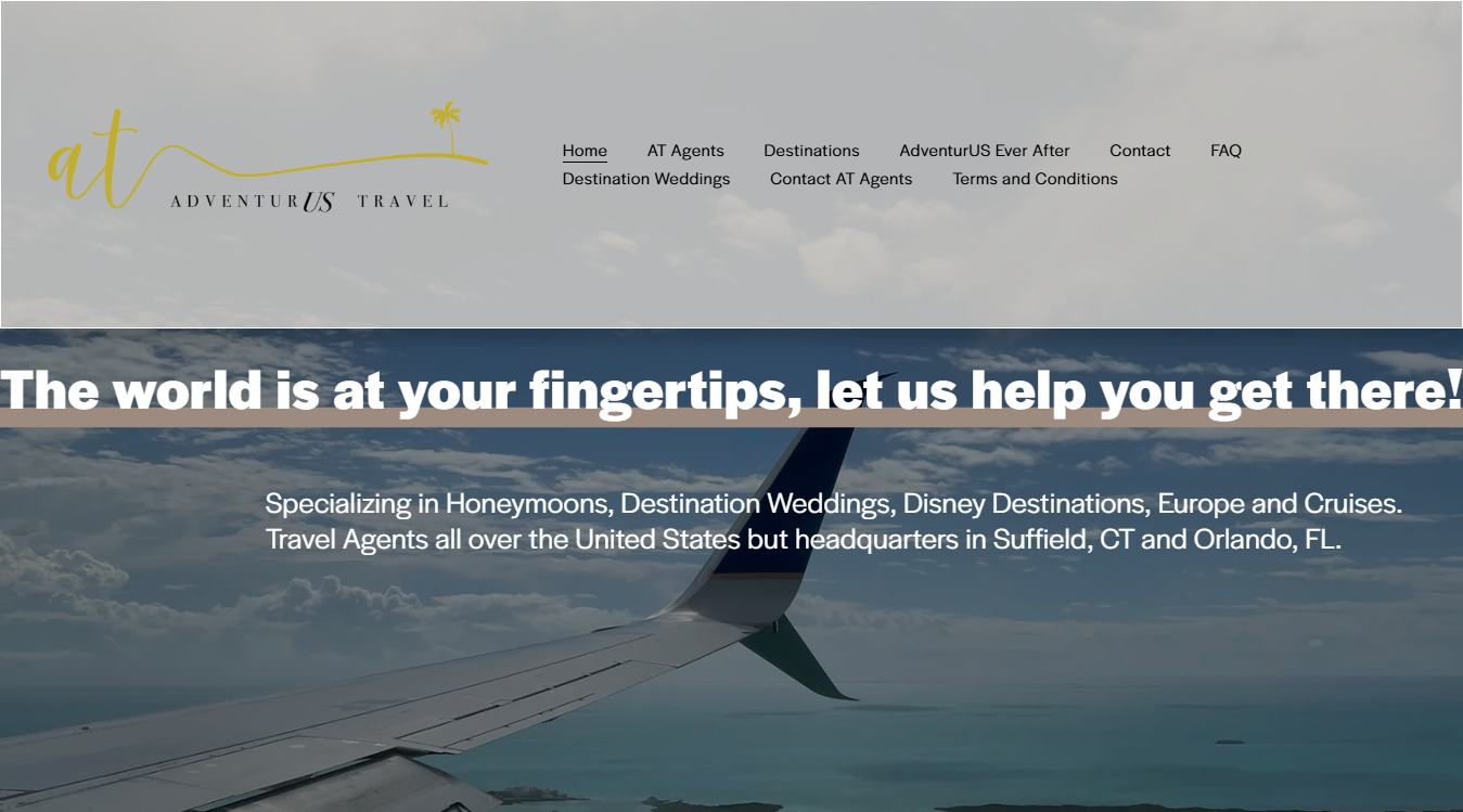 Website screenshot for AdventurUS Travel, LLC