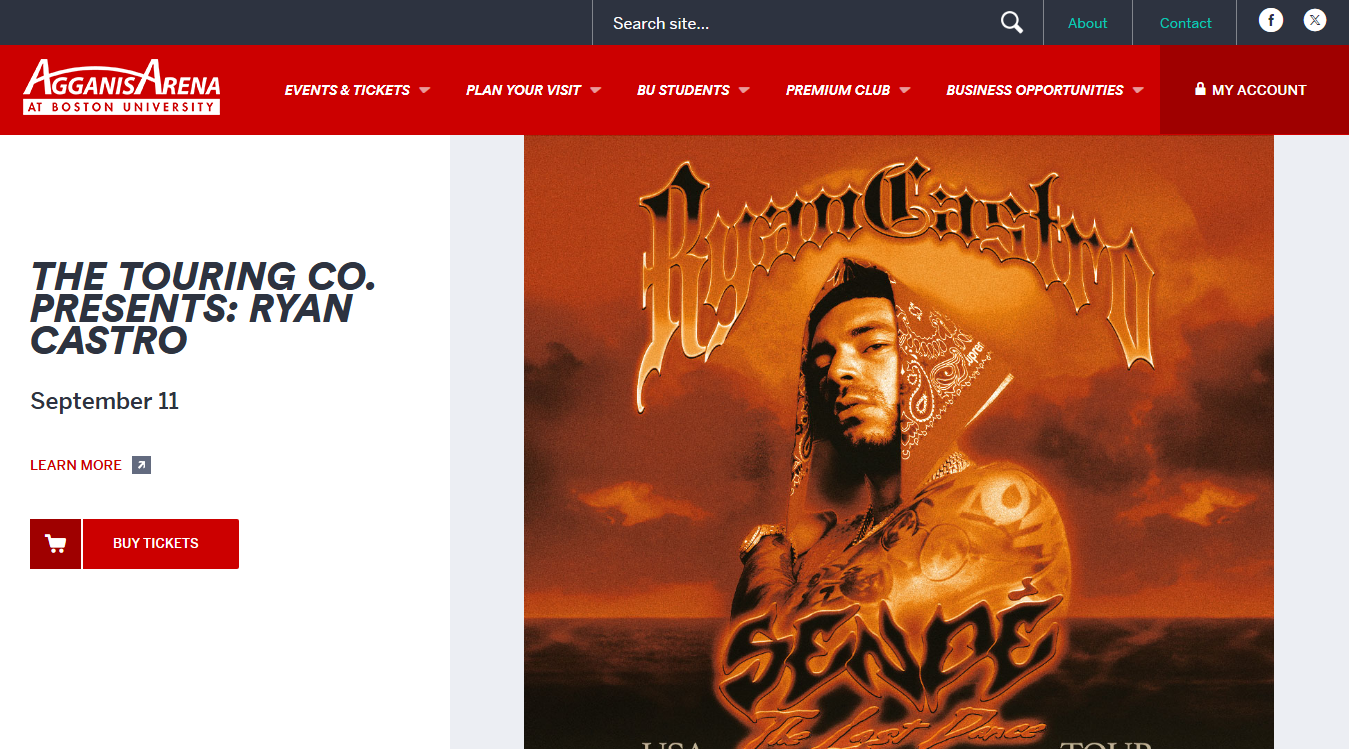 Website screenshot for Agganis Arena