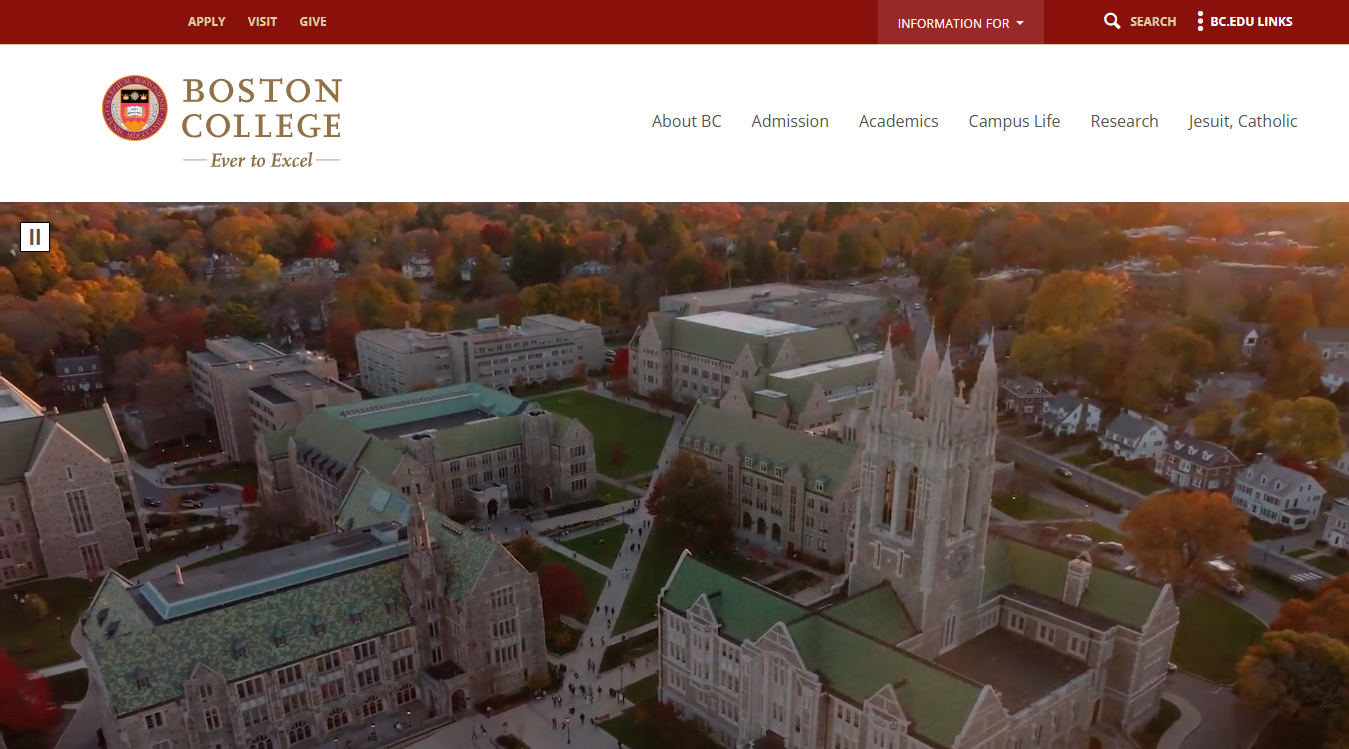 Website screenshot for Alumni Stadium
