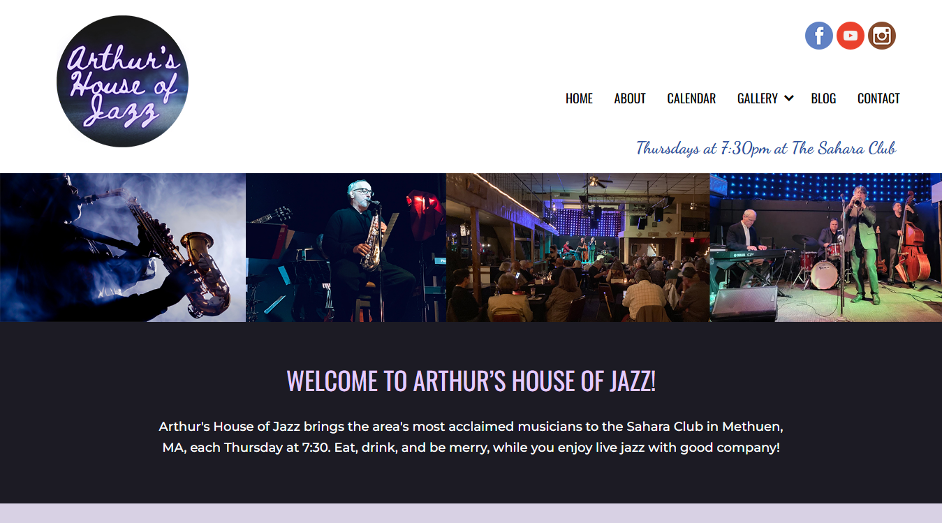 Website screenshot for Arthur's House of Jazz