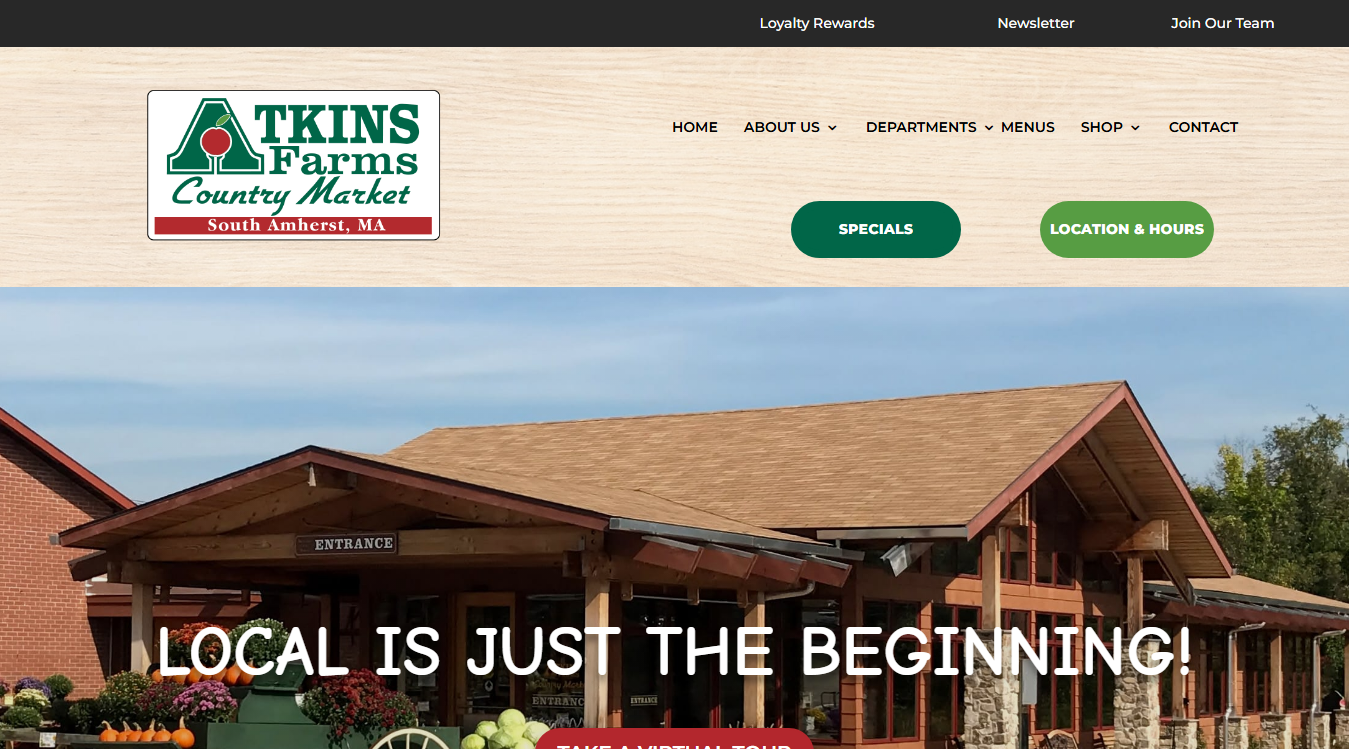 Website screenshot for Atkins Farms Country Market