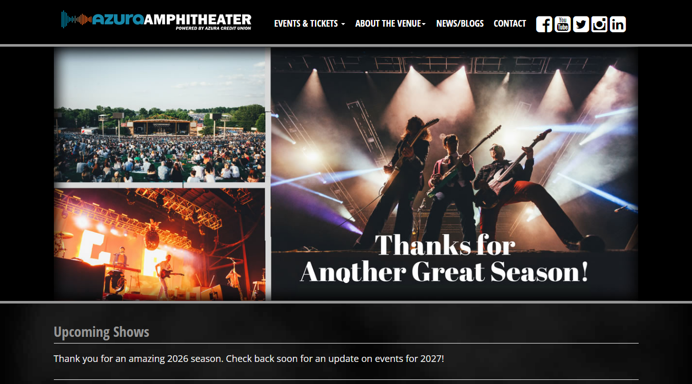 Website screenshot for Azura Amphitheater