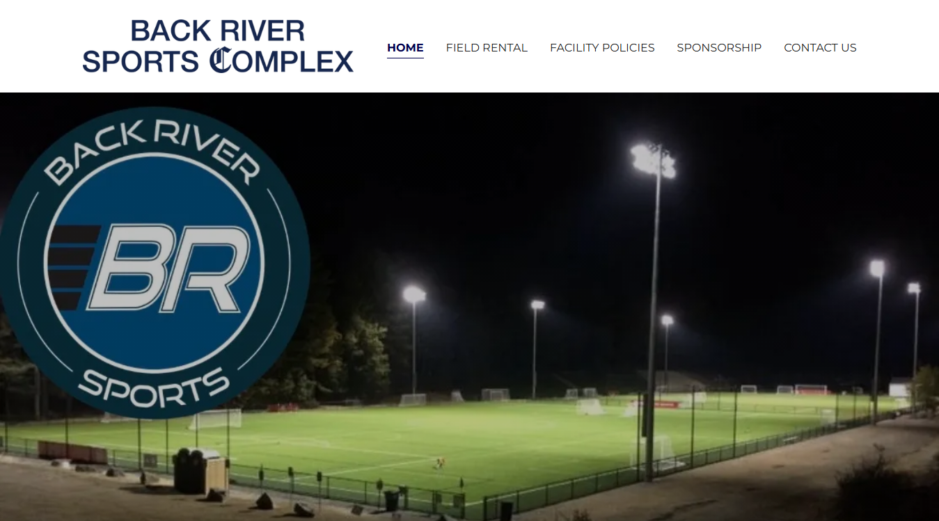 Website screenshot for Back River Sports Complex