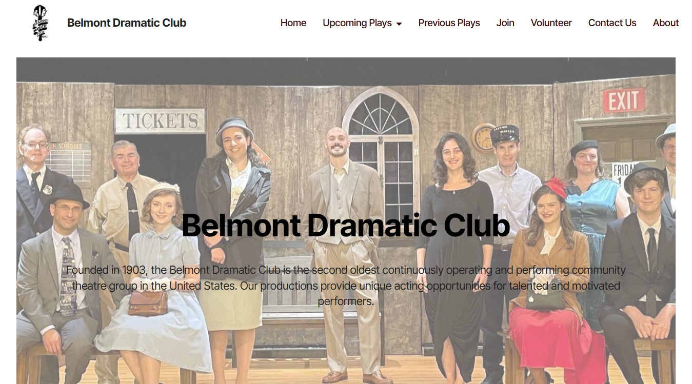 Website screenshot for Belmont Dramatic Club