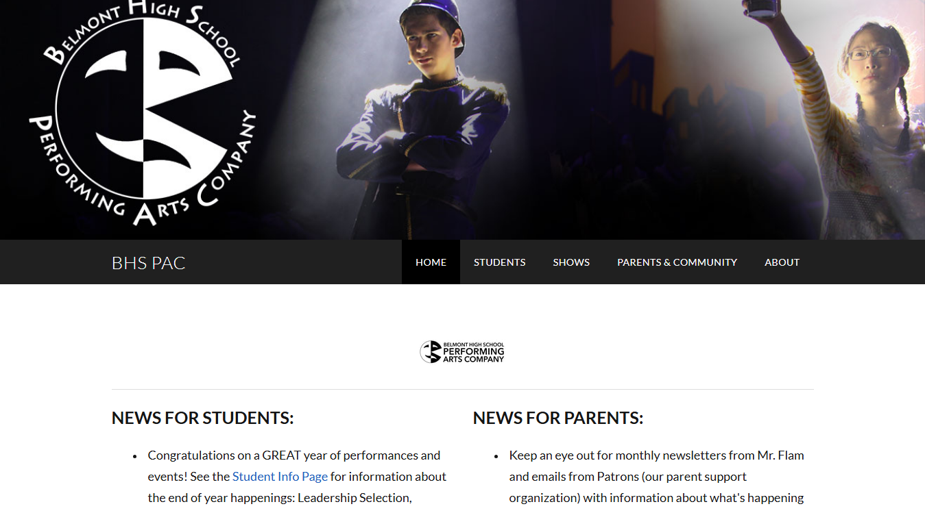 Website screenshot for BHS PAC