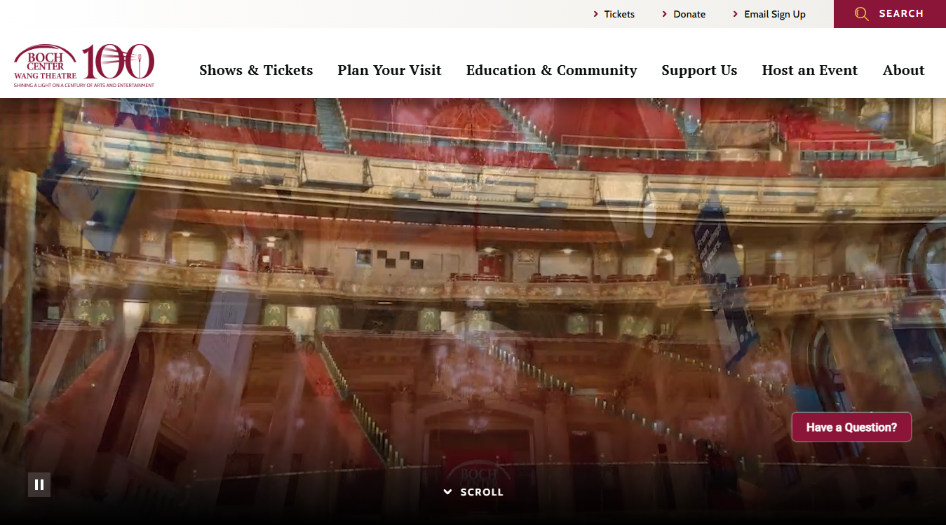 Website screenshot for Boch Center - Wang Theatre