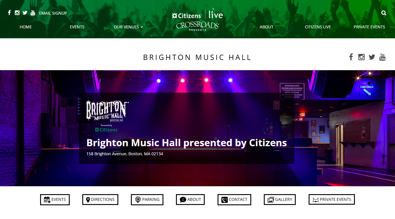 Website screenshot for Brighton Music Hall