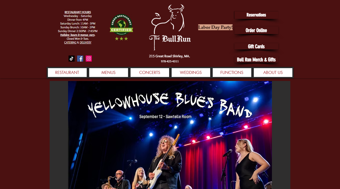Website screenshot for Bull Run Restaurant