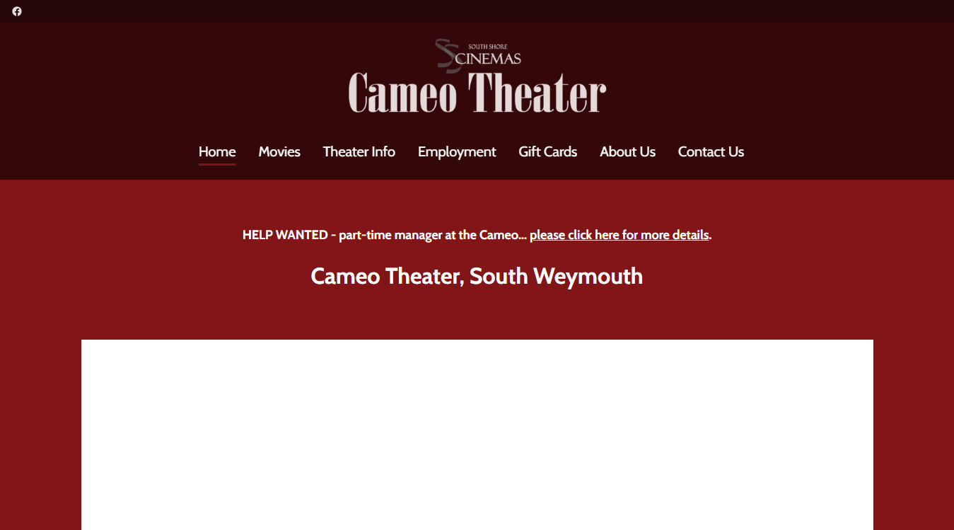 Website screenshot for Cameo Theater