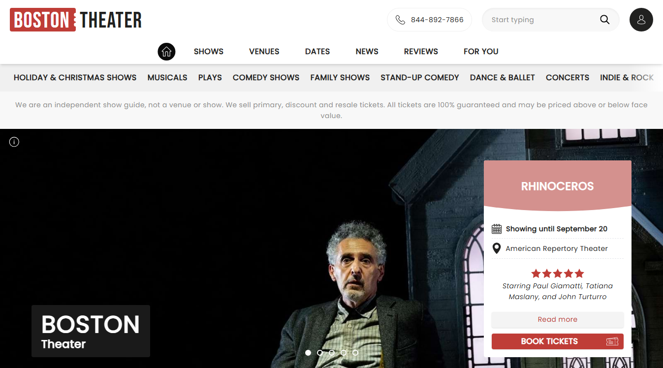 Website screenshot for Center Theatre