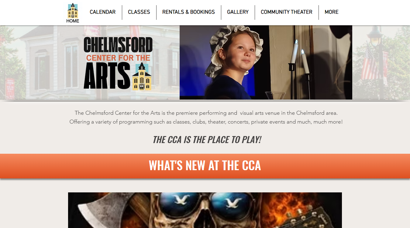 Website screenshot for Chelmsford Center for the Arts