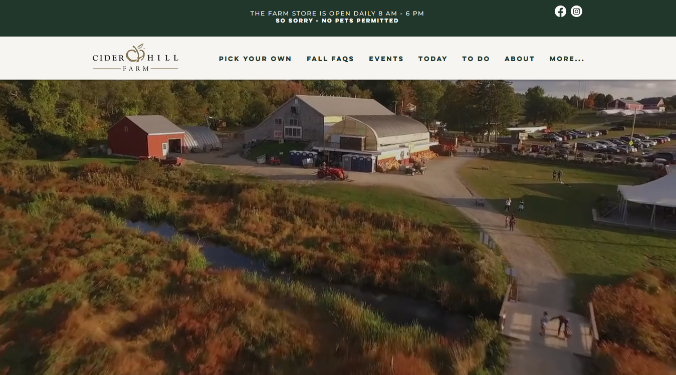 Website screenshot for Cider Hill Farm