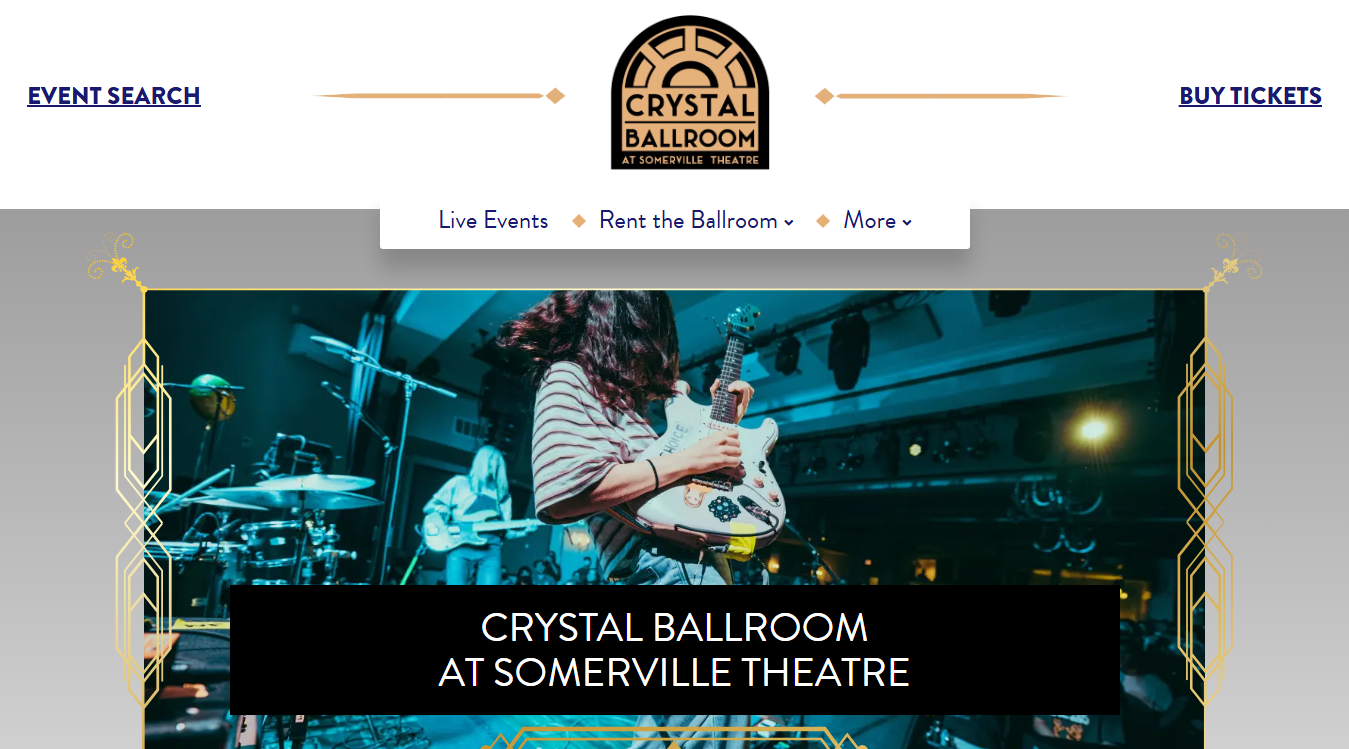 Website screenshot for Crystal Ballroom