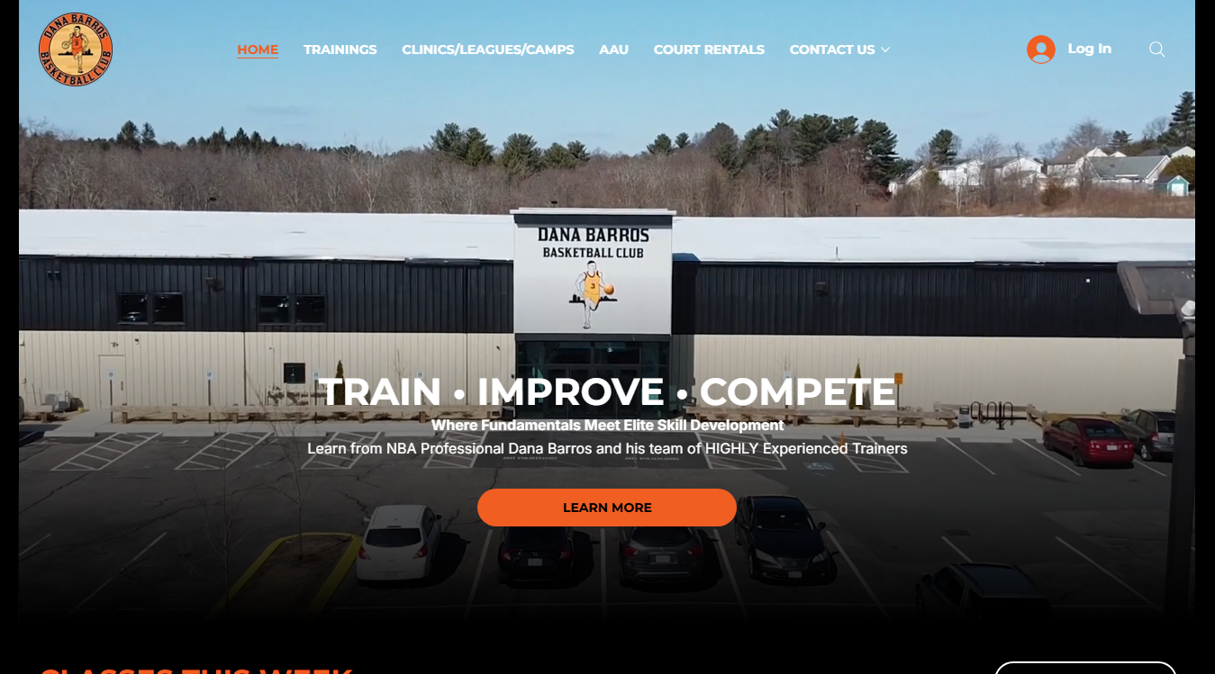 Website screenshot for Dana Barros Basketball Club
