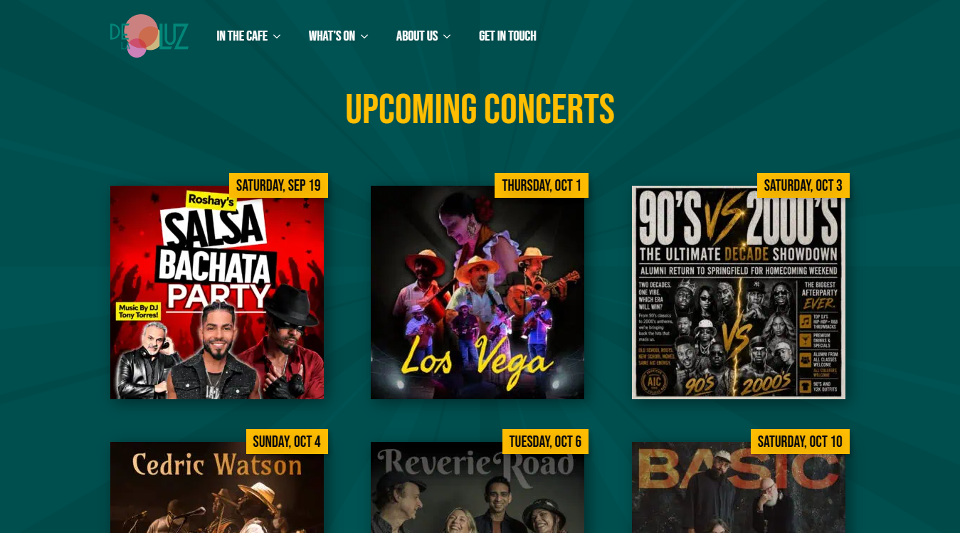 Website screenshot for De La Luz Soundstage