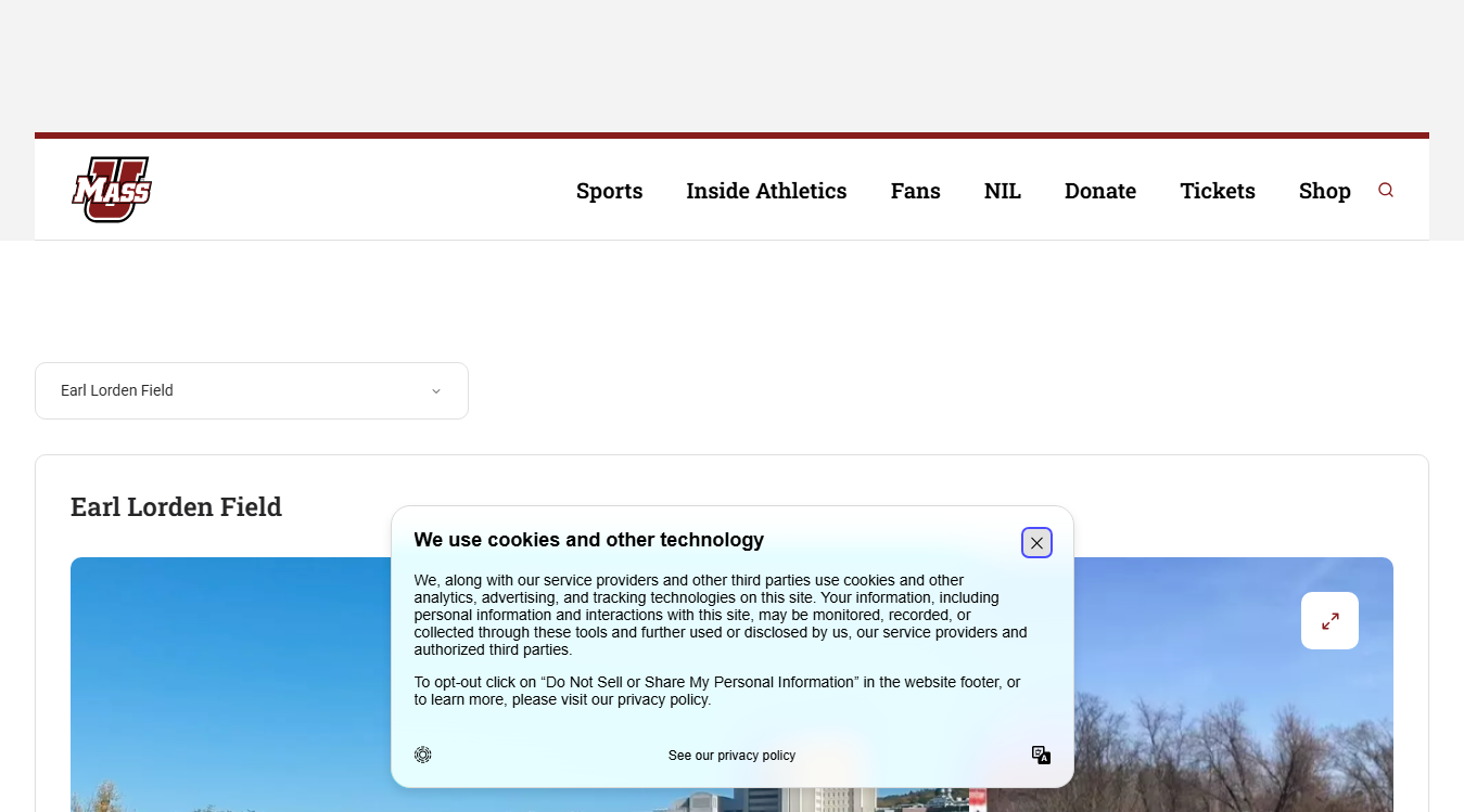 Website screenshot for Earl Lorden Field
