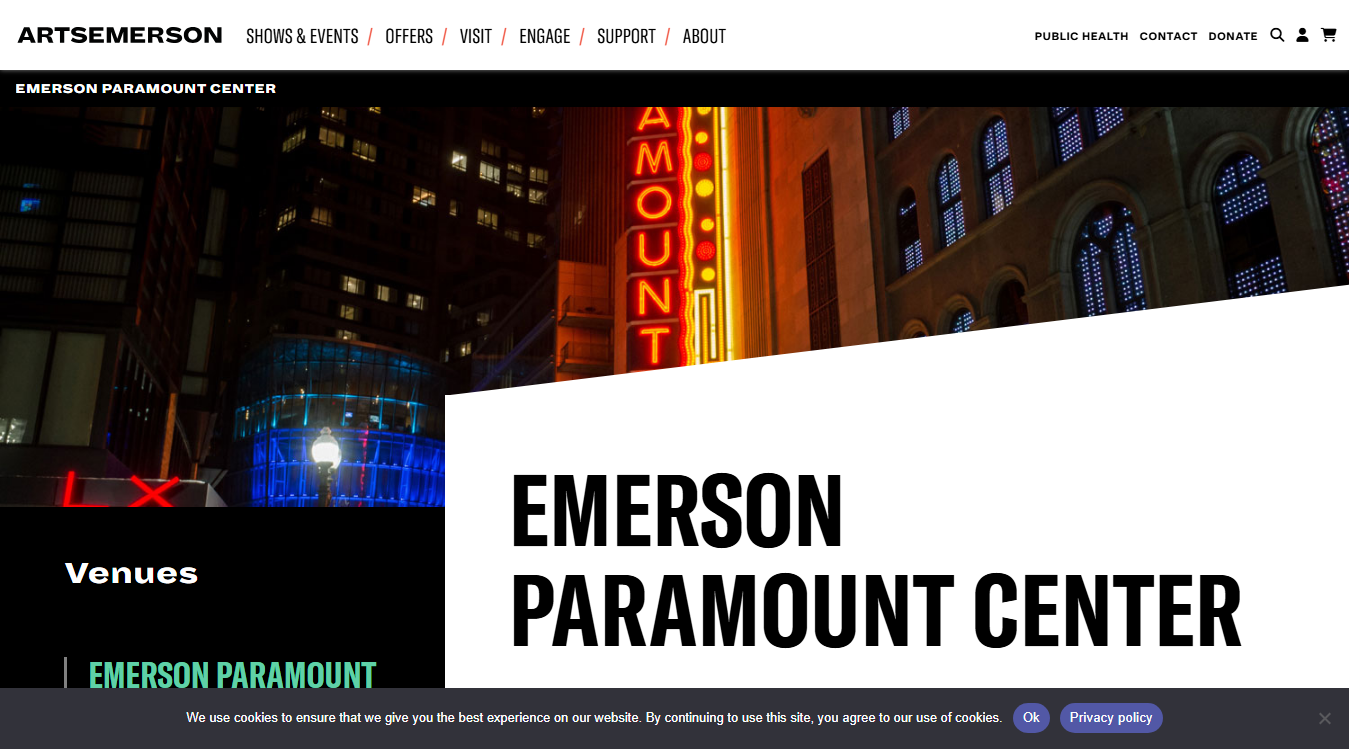 Website screenshot for Emerson Paramount Center