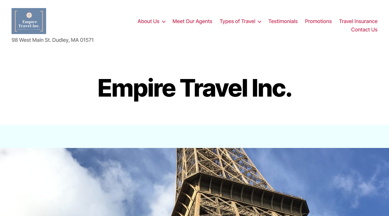 Website screenshot for Empire Travel Inc
