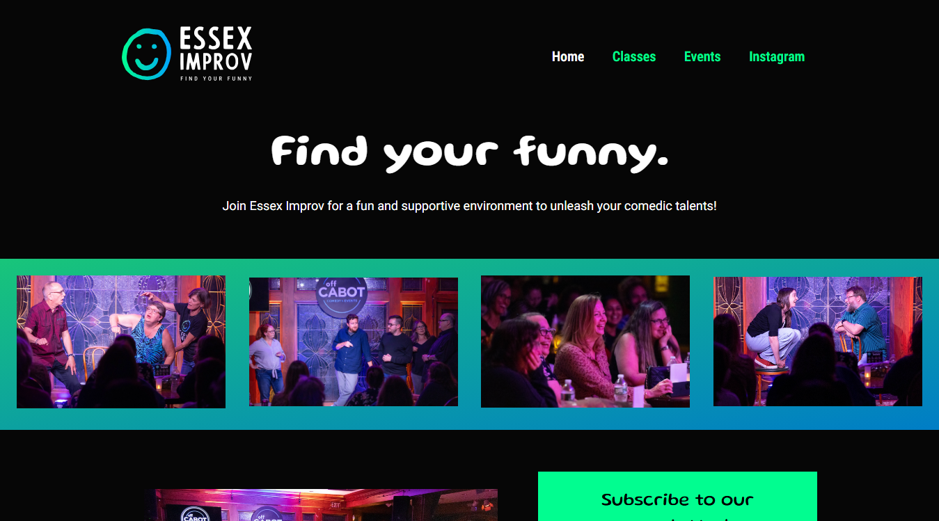 Website screenshot for Essex Improv