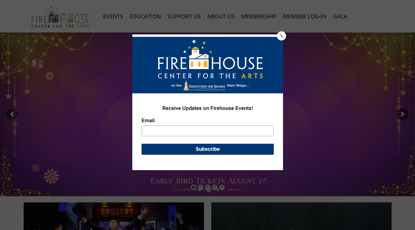 Website screenshot for Firehouse Center