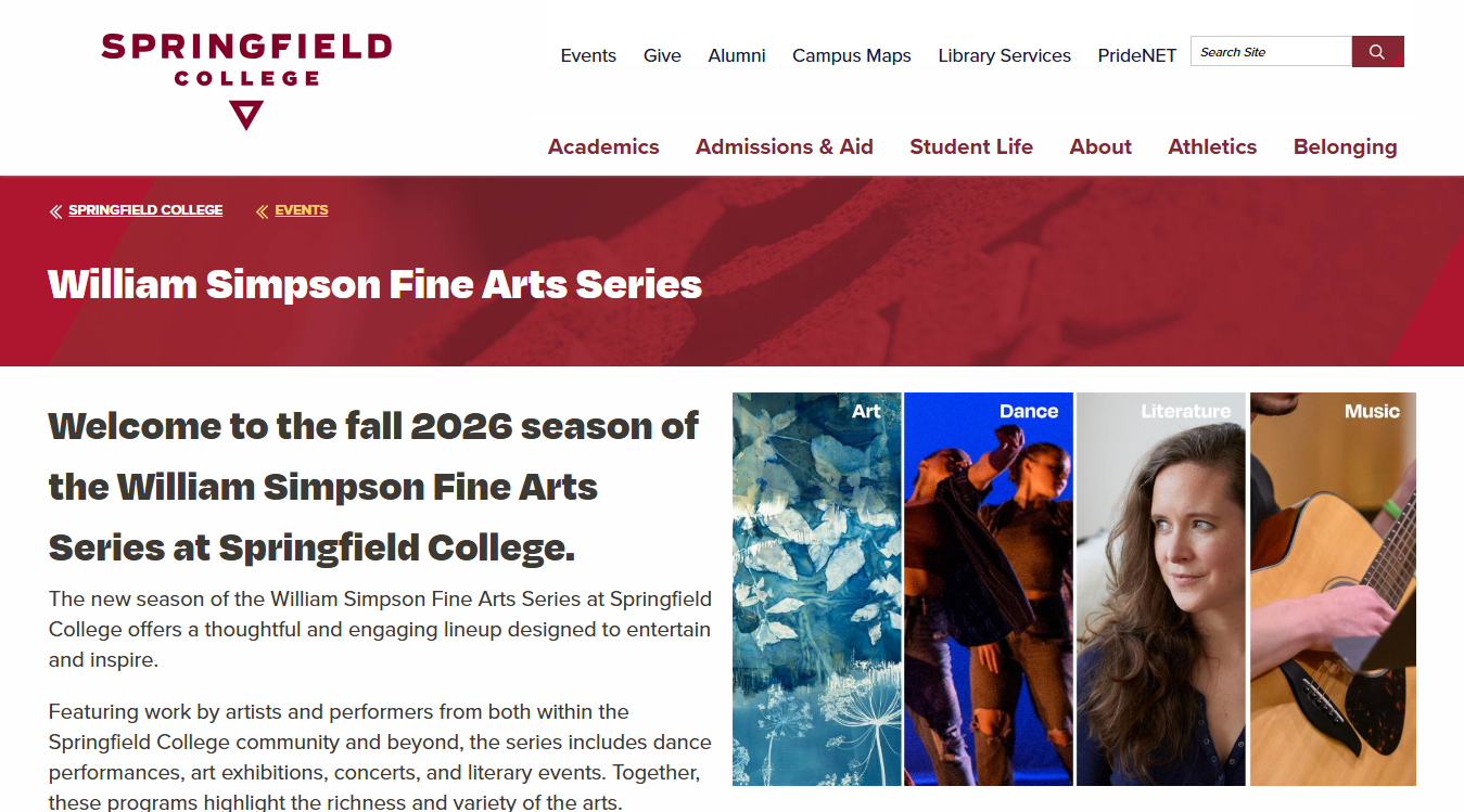 Website screenshot for Fuller Arts Center