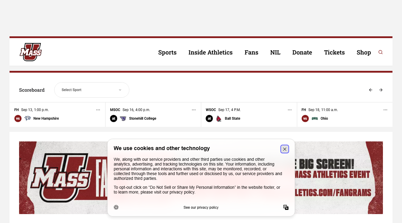 Website screenshot for Gladchuk Sports Complex