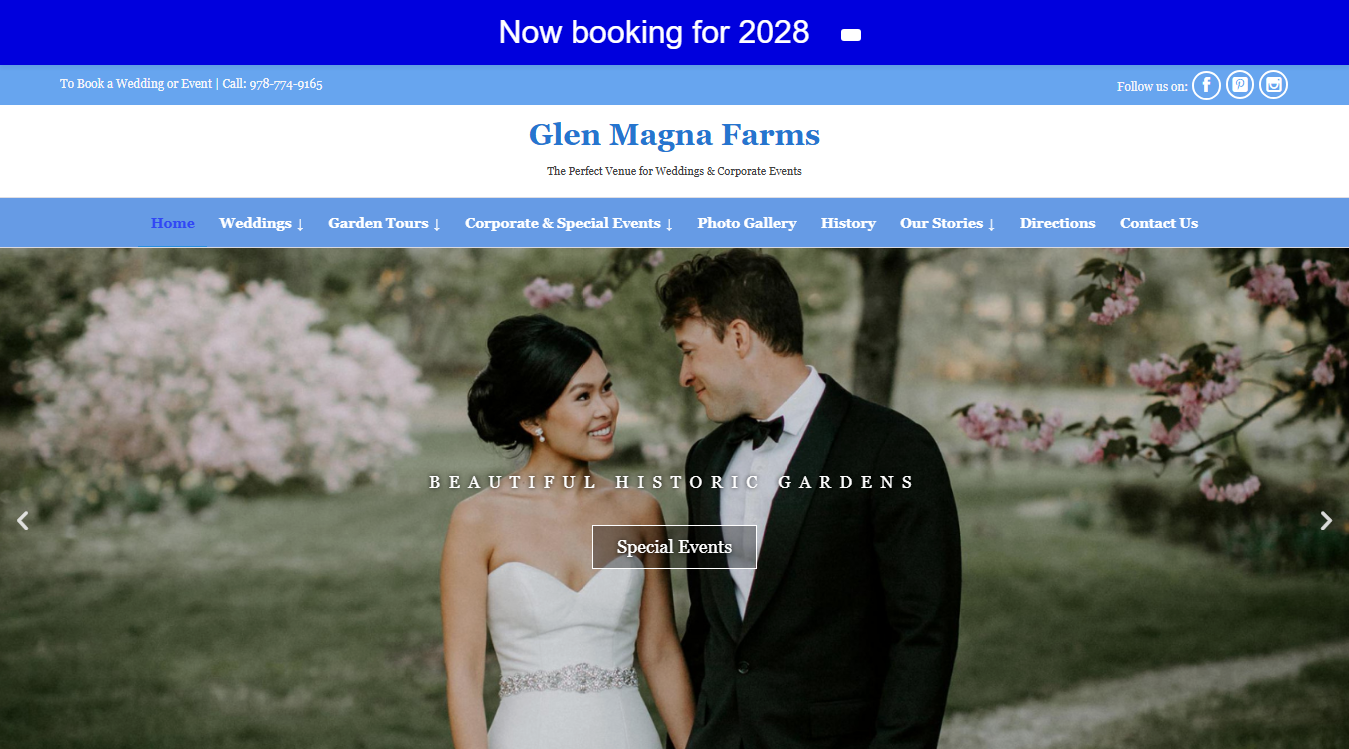Website screenshot for Glen Magna Farms
