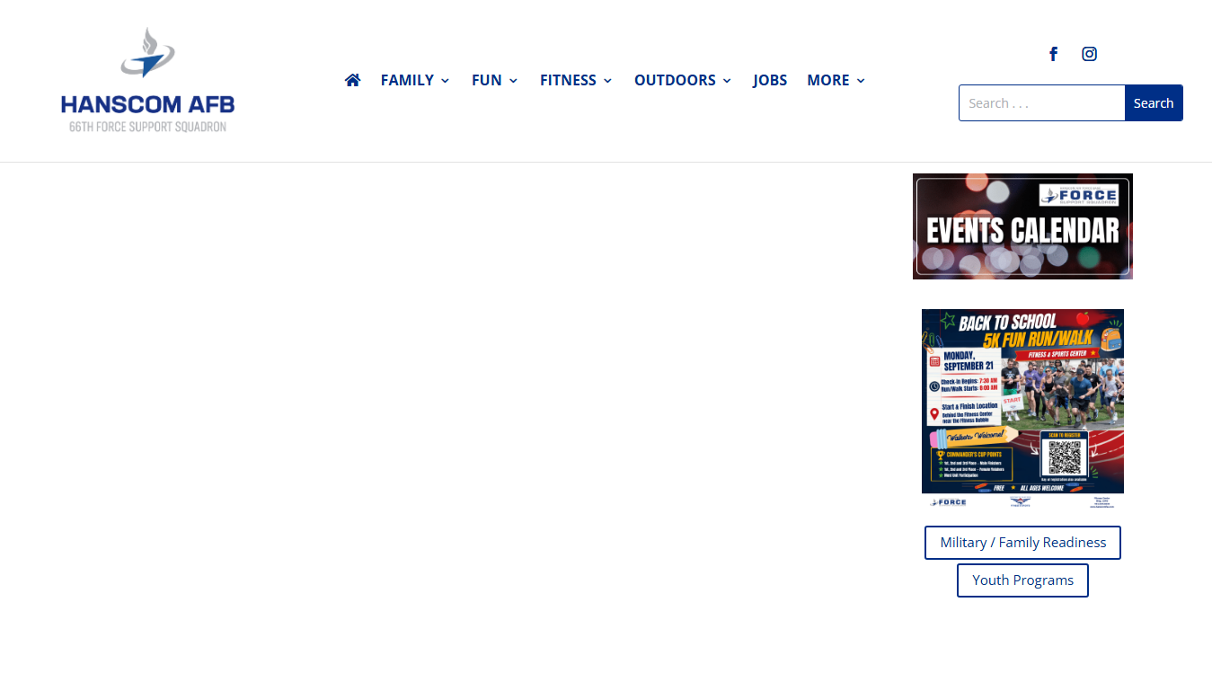Website screenshot for Hanscom AFB Information, Tickets & Tours (ITT)