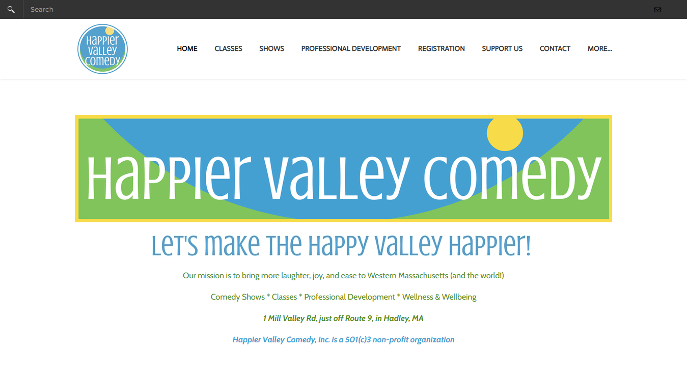 Website screenshot for Happier Valley Comedy