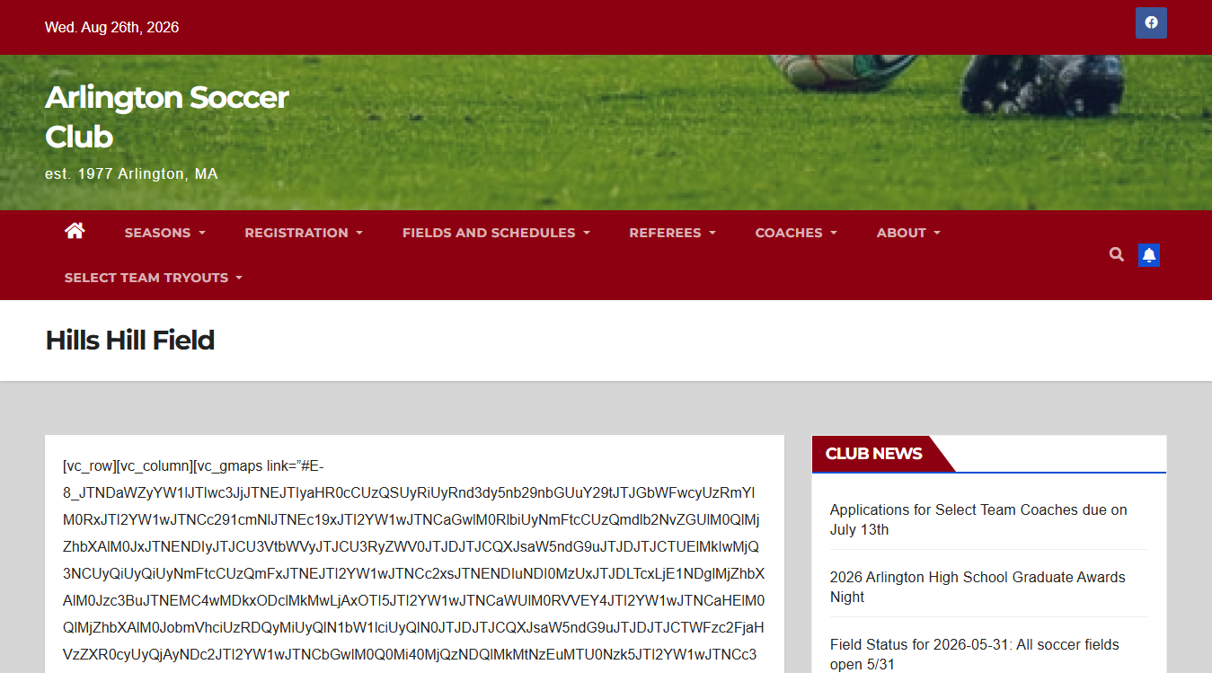 Website screenshot for Hill's Hill