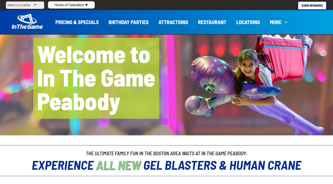 Website screenshot for In The Game Peabody