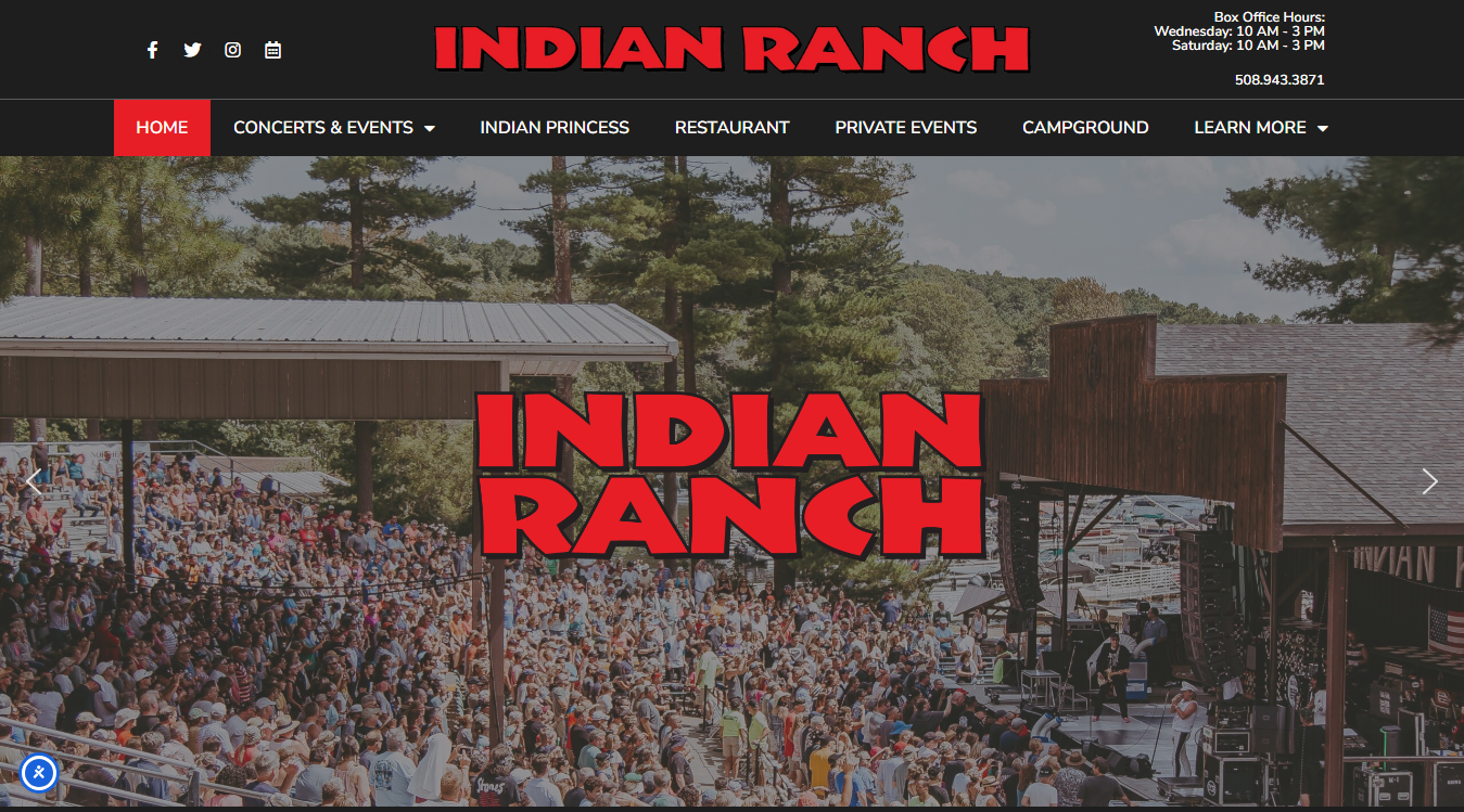 Website screenshot for Indian Ranch
