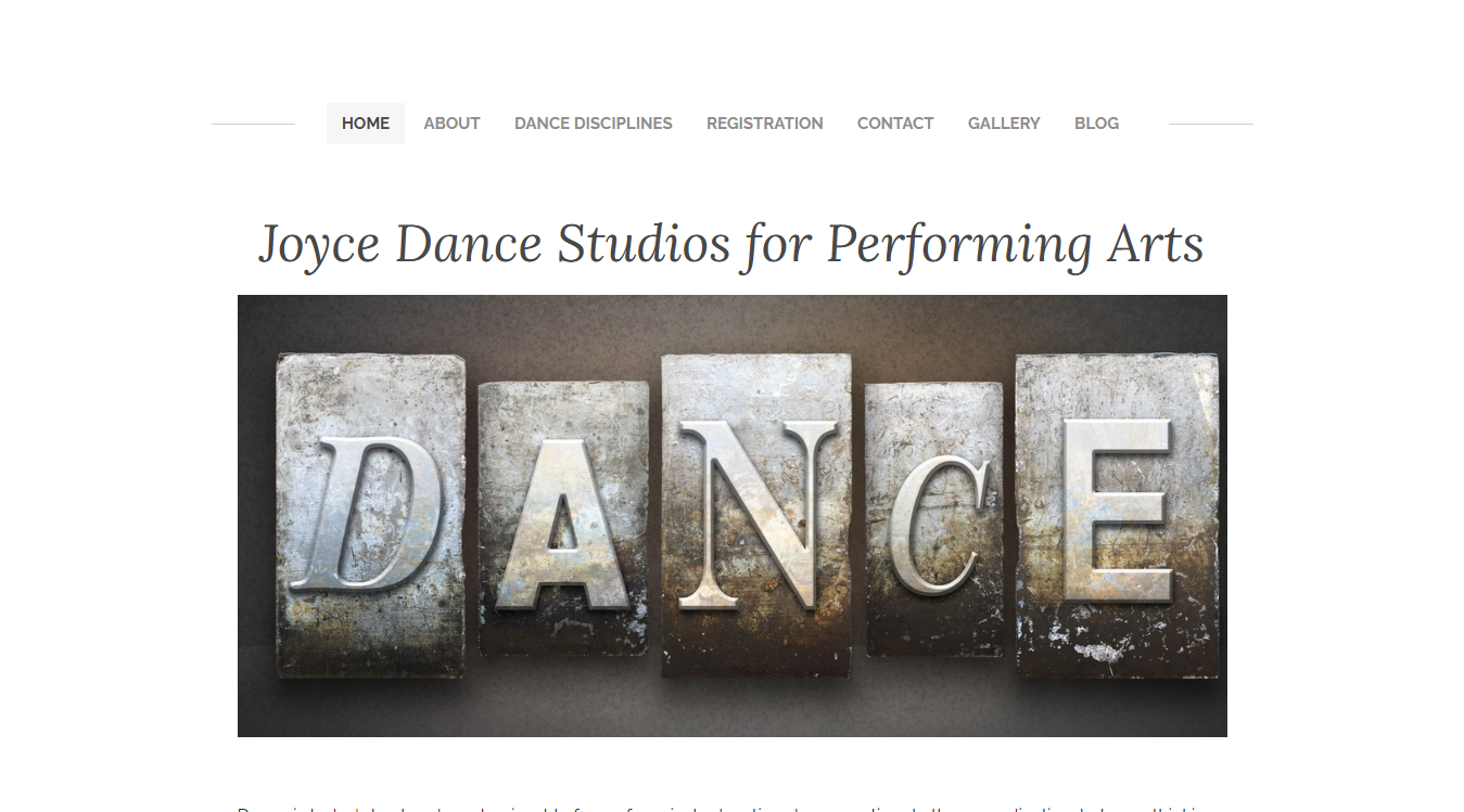 Website screenshot for Joyce Dance Studios
