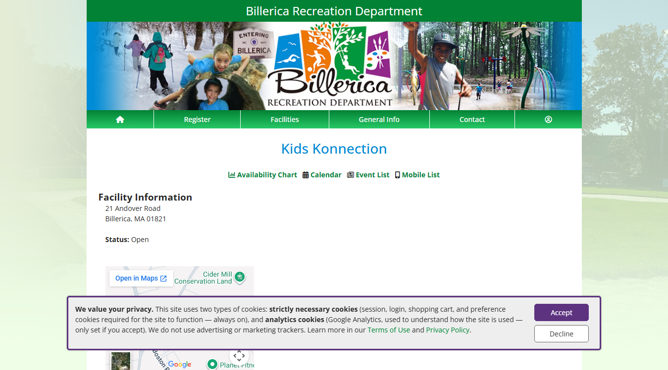 Website screenshot for Kids Konnection Playground