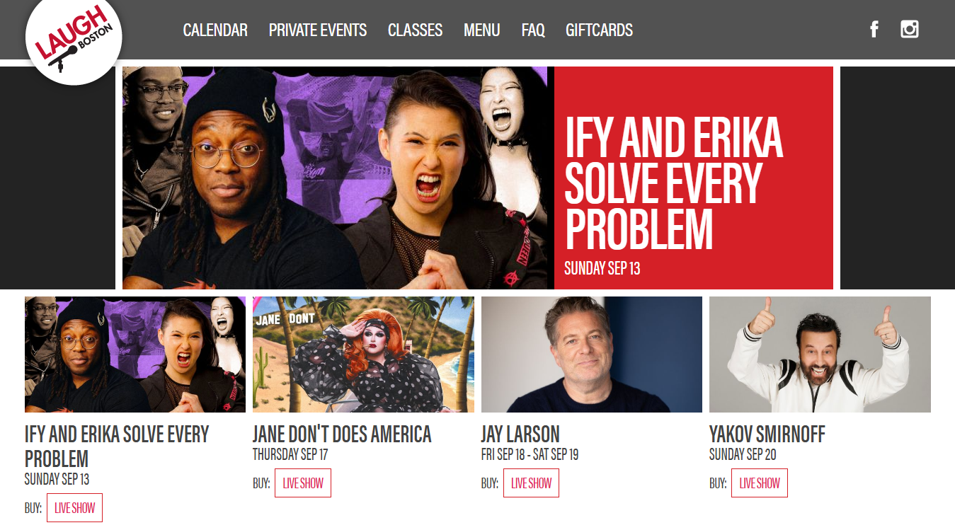 Website screenshot for Laugh Boston
