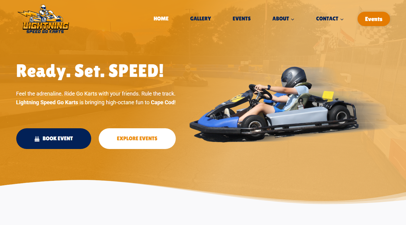 Website screenshot for LIGHTNING SPEED KARTS