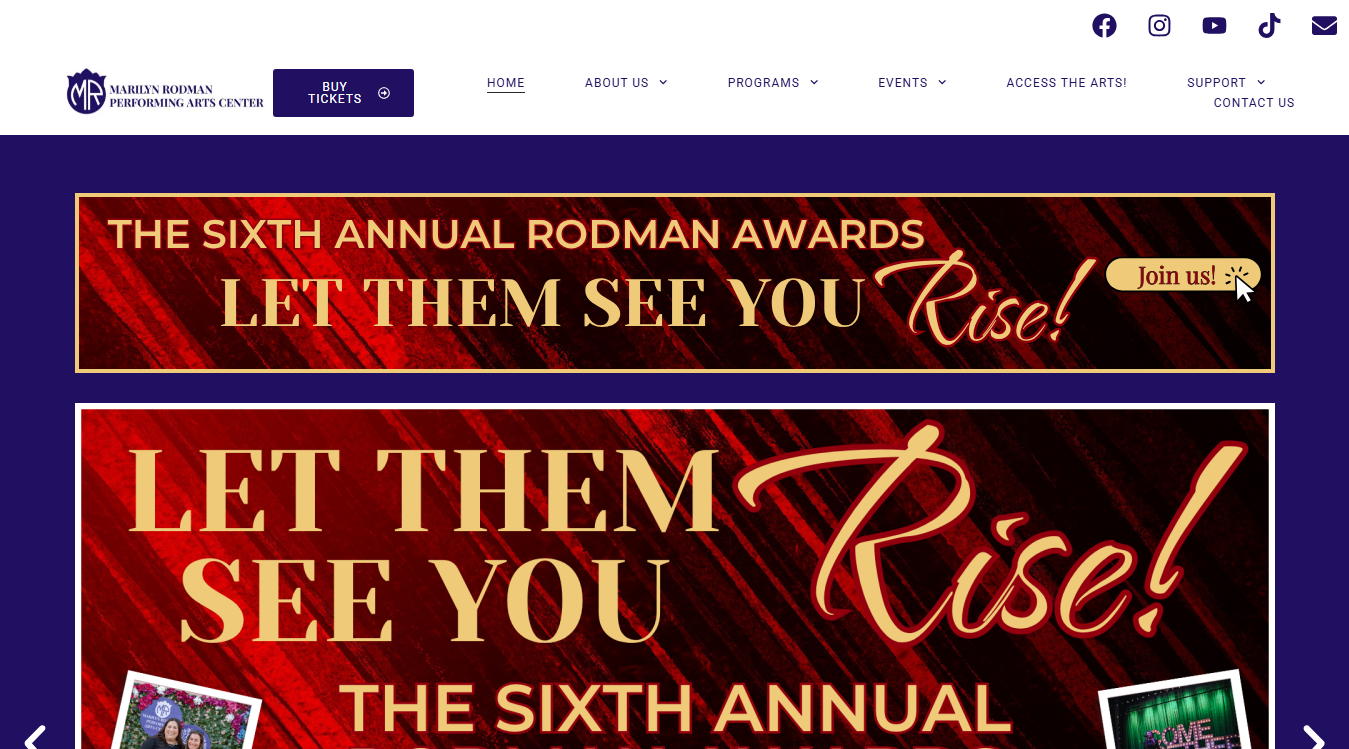 Website screenshot for Marilyn Rodman Performing Arts Center