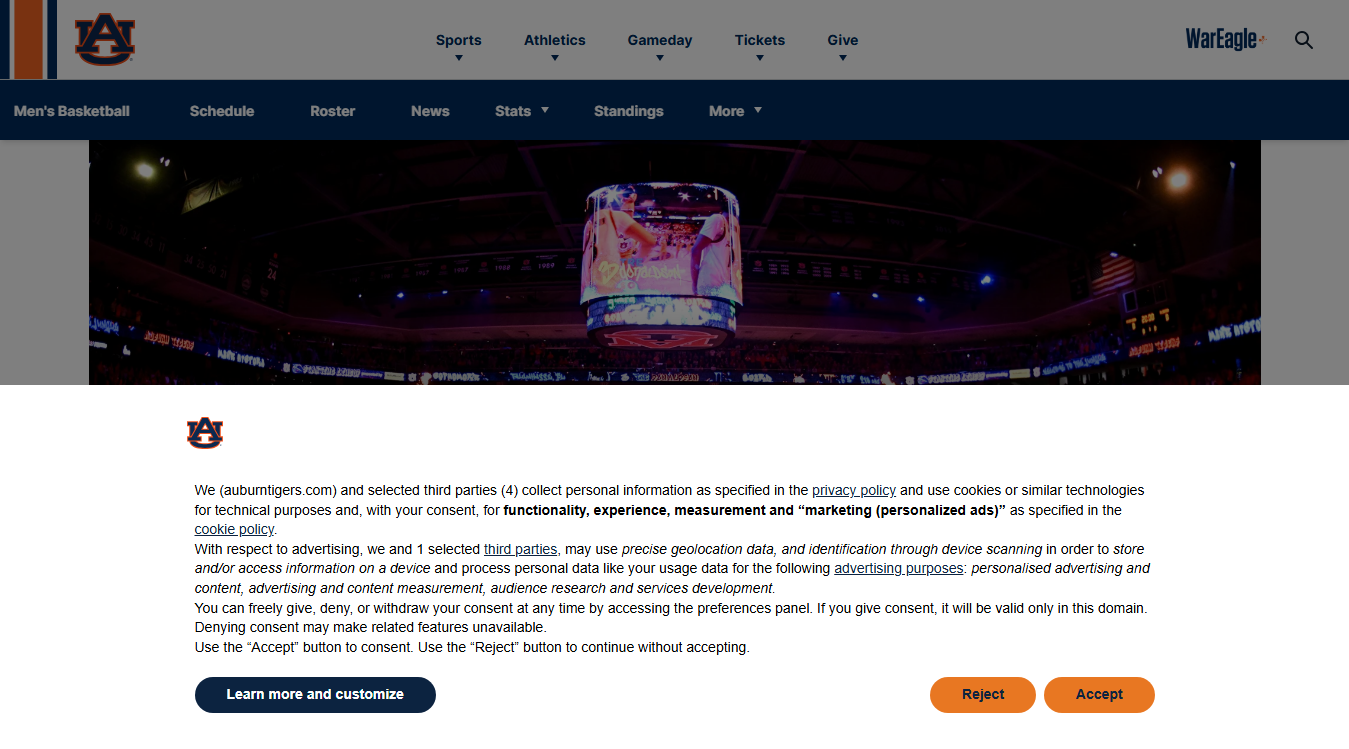 Website screenshot for Neville Arena