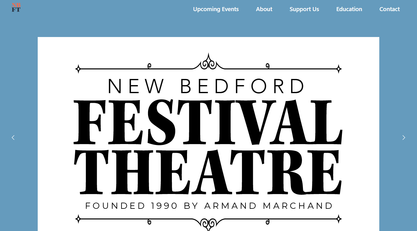 Website screenshot for New Bedford Festival Theatre