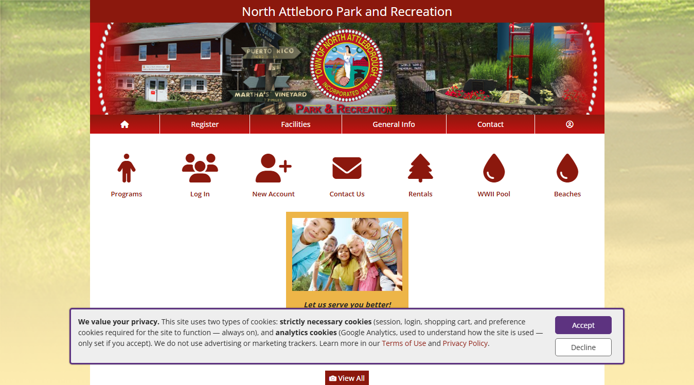Website screenshot for North Attleboro WW1 Memorial Park