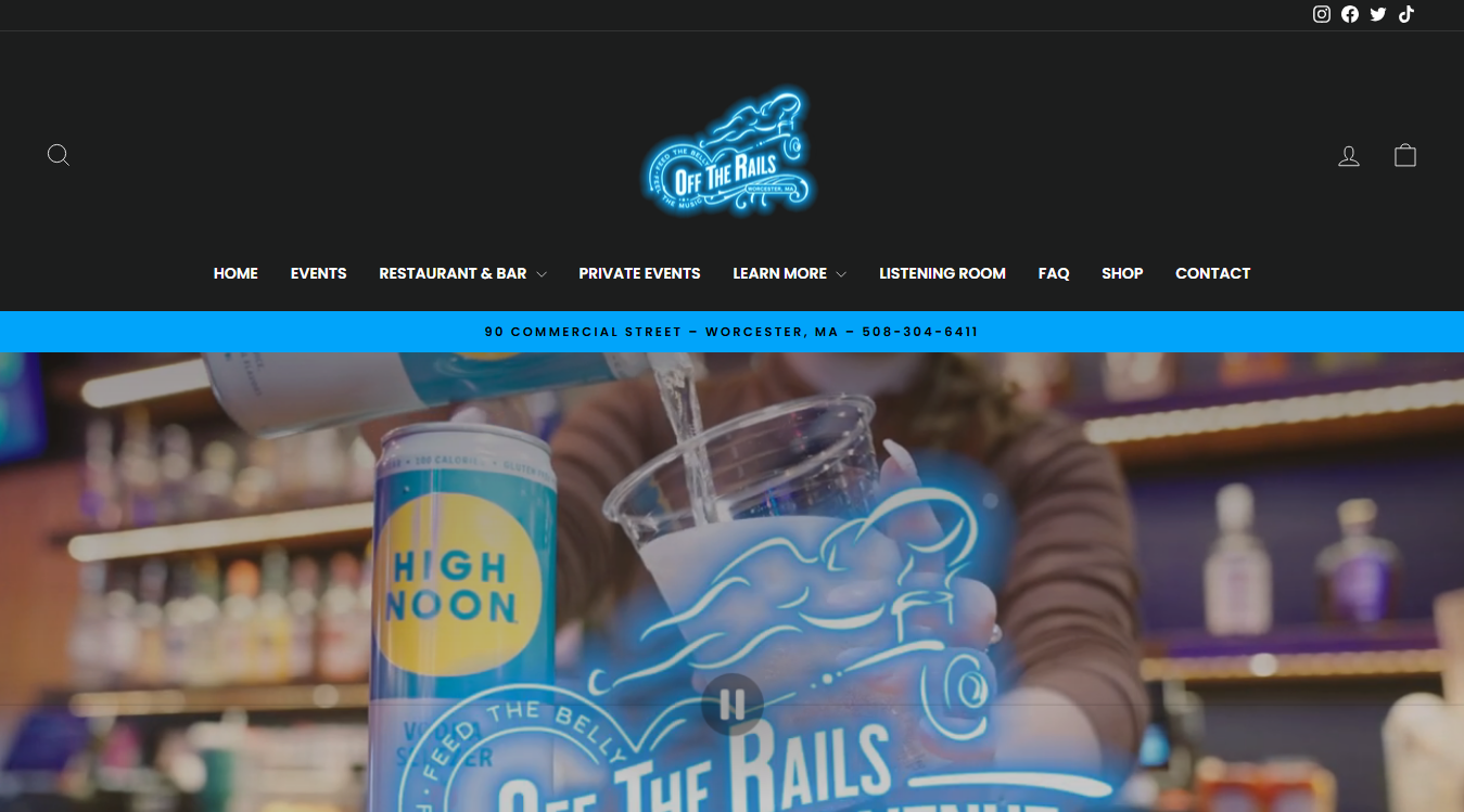 Website screenshot for Off The Rails