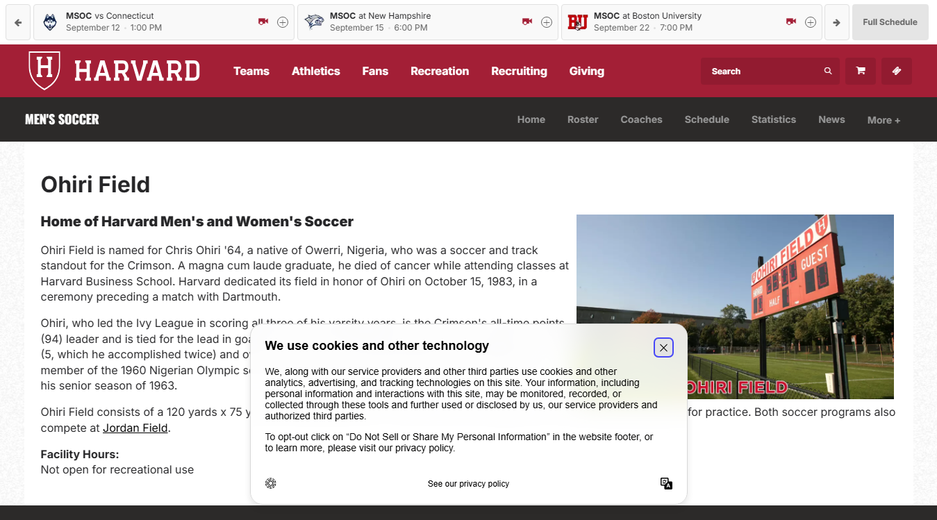 Website screenshot for Ohiri Field