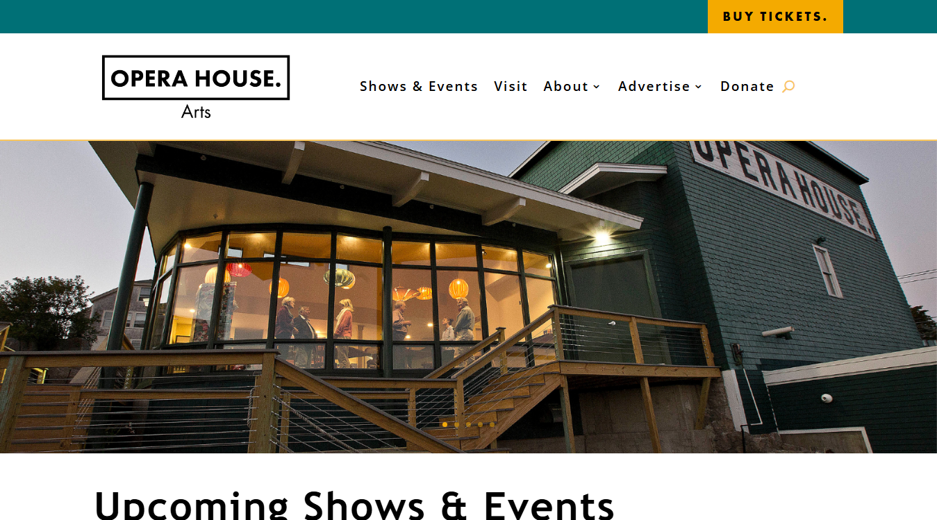 Website screenshot for Opera House Arts