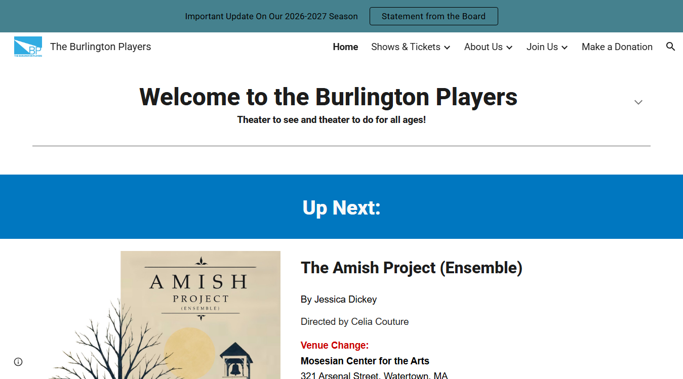 Website screenshot for Park Playhouse