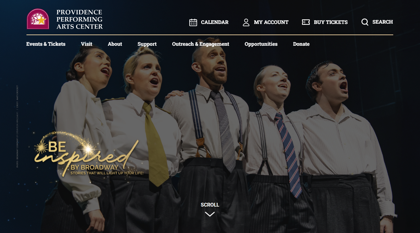 Website screenshot for Providence Performing Arts Center