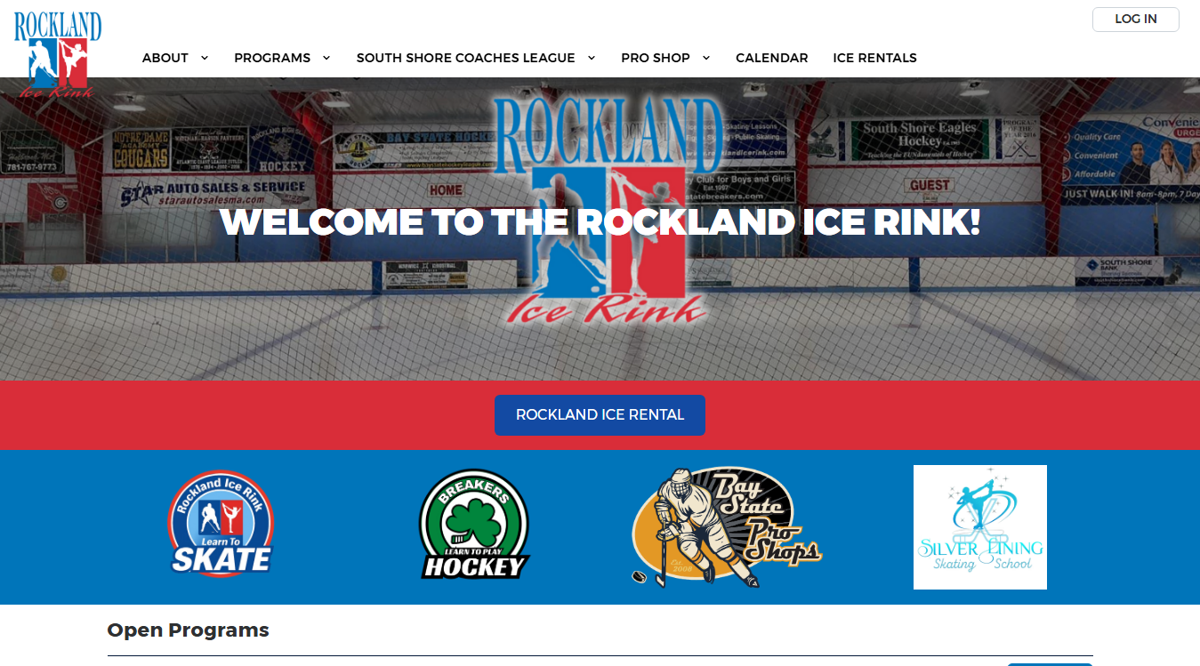 Website screenshot for Rockland Skating Rink